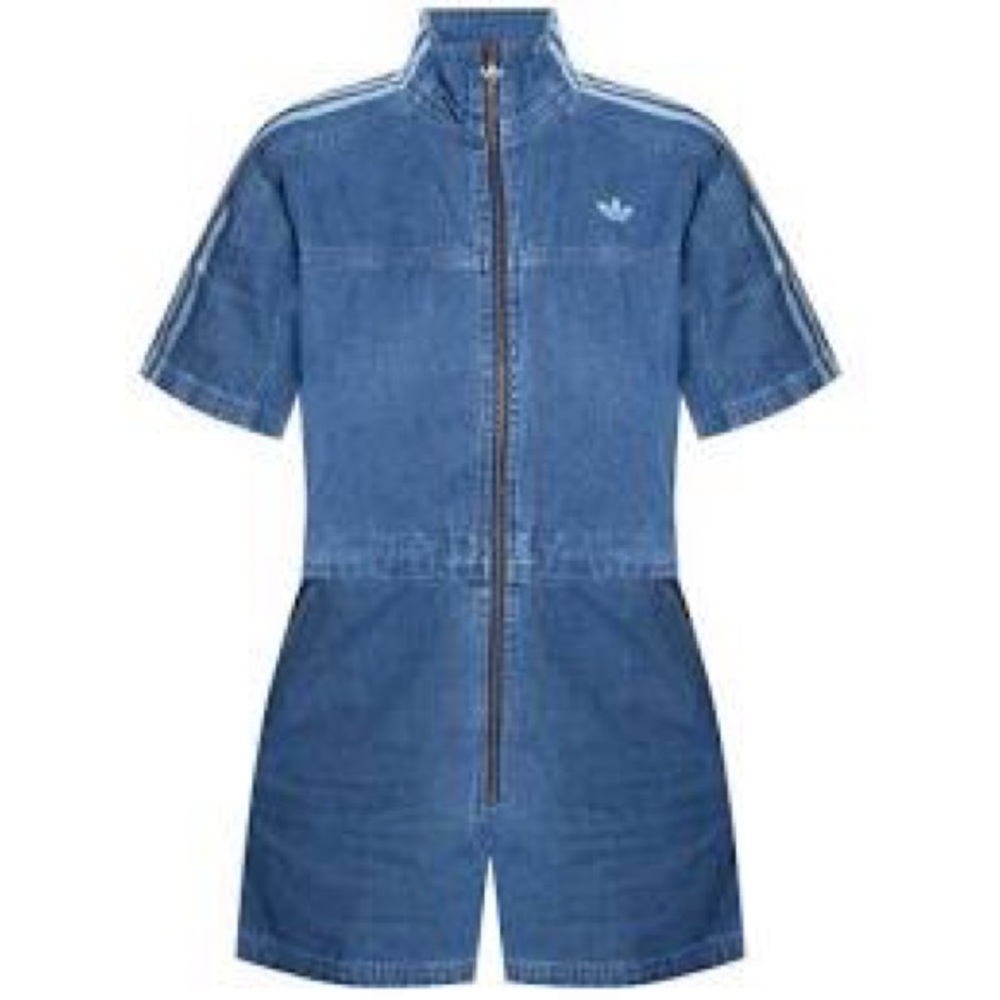 adidas Originals Blue Denim Short Romper - Picture 5 of 6